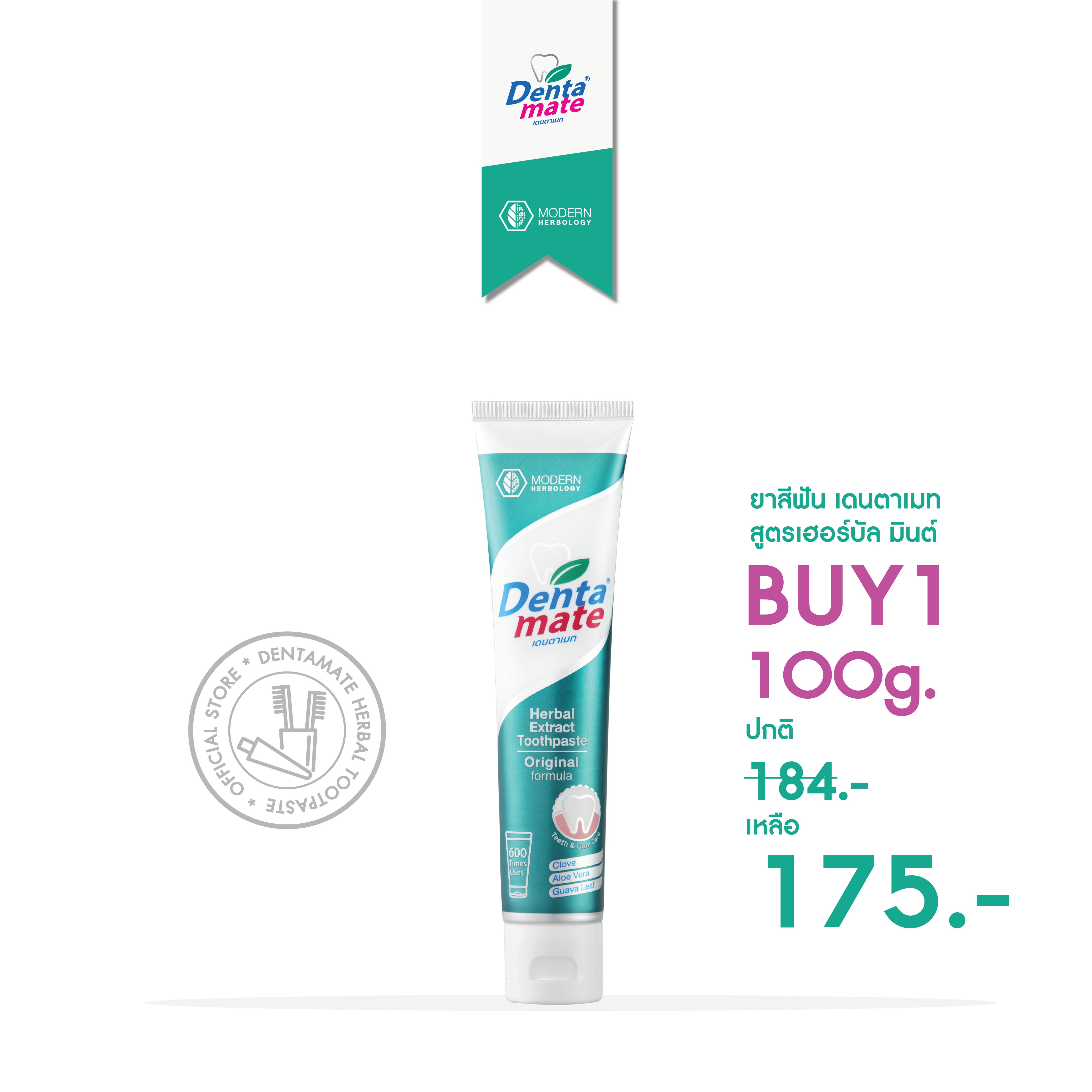 DENTAMATE HERBAL MINT เดนตาเมทยาสีฟันสมุนไพรสกัดเฮอร์บัลมินต์ 100 กรัม